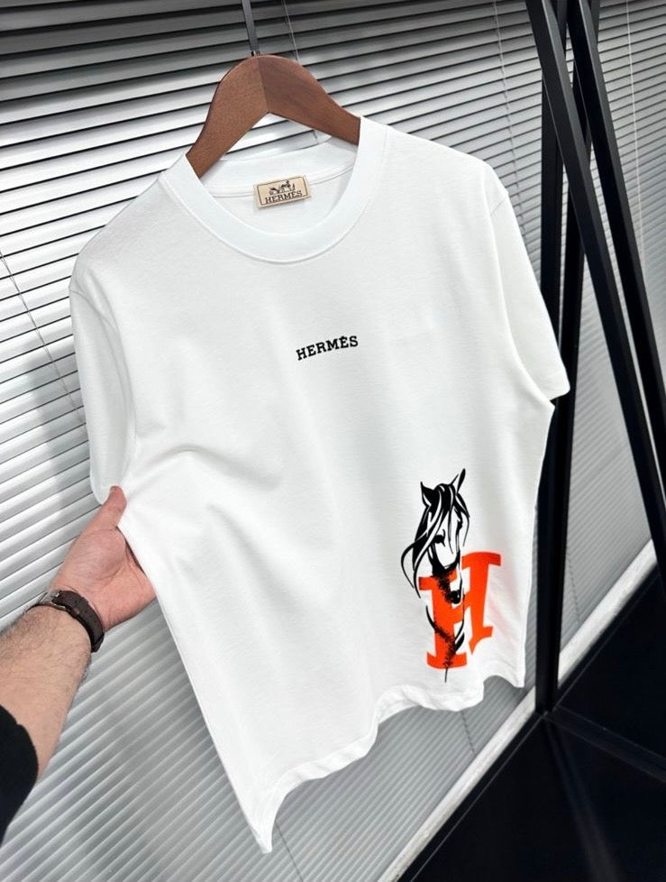 Camiseta Hermès de Manga Corta para Hombre – Algodón Premium de Lujo